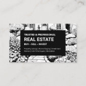 Black & White Garden Real Anwesen Agent Visitenkarte (Vorderseite)