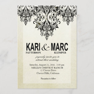 Black & White Gatsby Glitzer Blüh Wedding Einladung