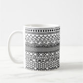 Black & White Geometric Border Sampler Pattern Kaffeetasse (Links)