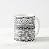 Black & White Geometric Border Sampler Pattern Kaffeetasse (VorderseiteRechts)