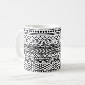 Black & White Geometric Border Sampler Pattern Kaffeetasse (Vorderseite Links)