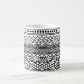Black & White Geometric Border Sampler Pattern Kaffeetasse (Mittel)