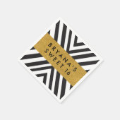 Black & White Geometric Chic Gold Moderne Neapel Serviette (Ecke)