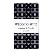 Black & White Geometric Chic Wedding Wine Label (Vorne)