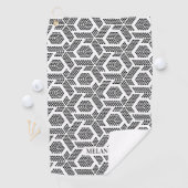 Black White Geometric Doted Pattern Monogram Golfhandtuch (Insitu)