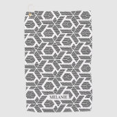 Black White Geometric Doted Pattern Monogram Golfhandtuch (Vorderseite)