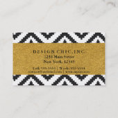 Black & White Geometric Gold Chic Business Card Visitenkarte (Rückseite)