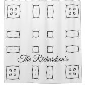 Black White Geometric Pattern | Minimal Abstract Duschvorhang (Vorderseite)