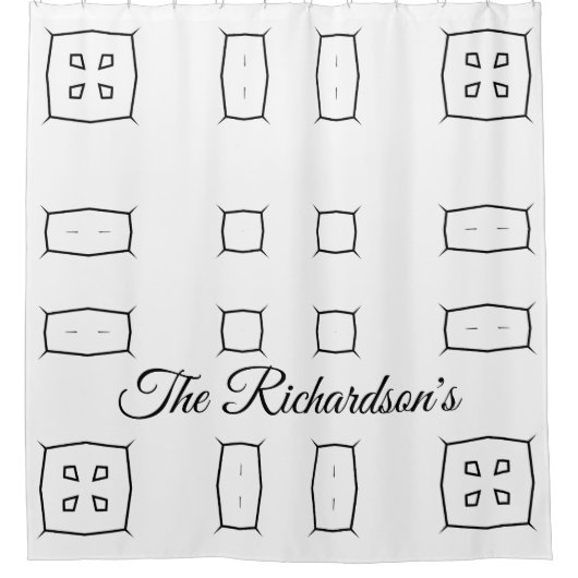 Black White Geometric Pattern | Minimal Abstract Duschvorhang (Vorderseite)