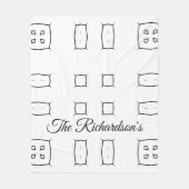 Black White Geometric Pattern | Minimal Abstract Fleecedecke (Vorderseite)