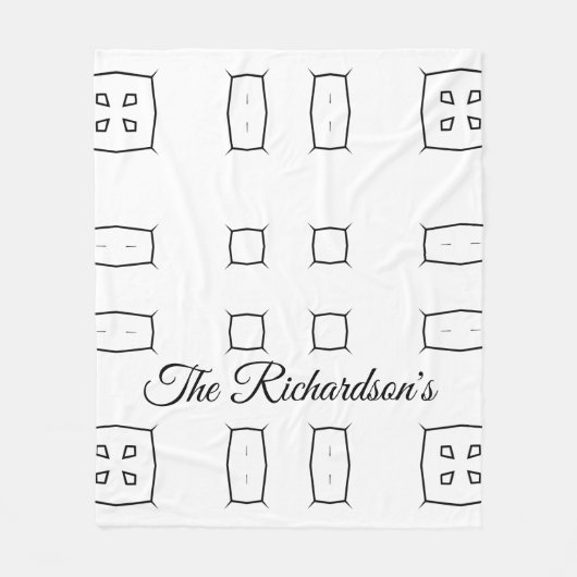 Black White Geometric Pattern | Minimal Abstract Fleecedecke (Vorderseite)