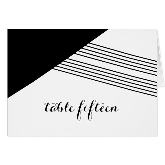 Black White Geometric Stripe Table Number Card (Vorderseite (Horizontal))