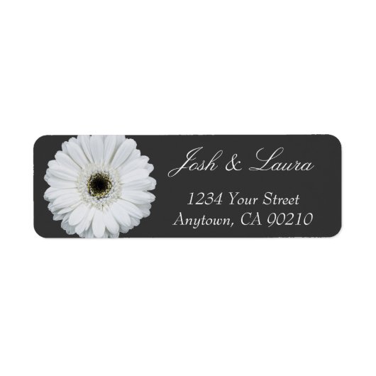 Black & White Gerbera Daisy Address Labels (Vorne)
