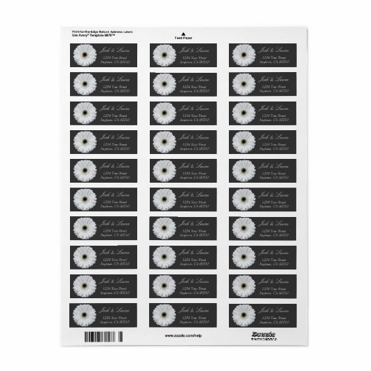 Black & White Gerbera Daisy Address Labels (Vorne)