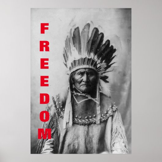 Black & White Geronimo Freedom Motivierend Poster (Vorne)