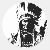 Black & White Geronimo Runder Aufkleber (Vorderseite)