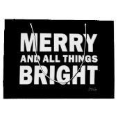 Black & White Gift Bag | Merry & All Things Bright Große Geschenktüte (Rückseite)