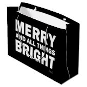 Black & White Gift Bag | Merry & All Things Bright Große Geschenktüte (Rückseite Schrägansicht)