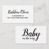 Black & White Gift Registry Card in modernem Scrip Begleitkarte (Vorne/Hinten)