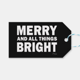 Black & White Gift Tag | Merry & All Things Bright Geschenkanhänger