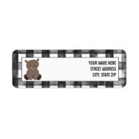 Black + White Gingham Bear Baby Dusche