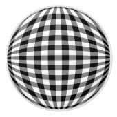 Black & White Gingham Keramikknauf (Vorderseite)