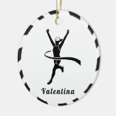 Black & White Girl Running Marathon Runner Jogger Keramik Ornament (Links)