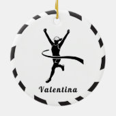 Black & White Girl Running Marathon Runner Jogger Keramik Ornament (Hinten)