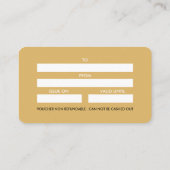 Black, White & Gold Diamond Geschenkgutscheine Visitenkarte (Rückseite)