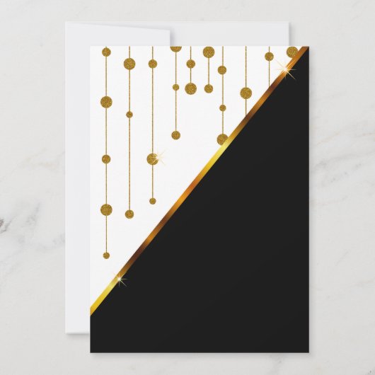 Black & White Gold Dot Strings Einladung Hochzeit (Rückseite)