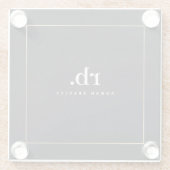 Black White Gold Fabric Effect Elegant Monogram Glasuntersetzer (Rückseite)
