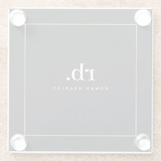 Black White Gold Fabric Effect Elegant Monogram Glasuntersetzer (Rückseite)