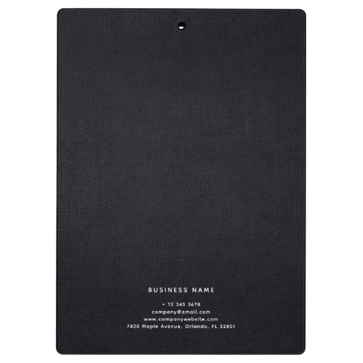 Black White Gold Fabric Effect Elegant Monogram Klemmbrett (Rückseite)