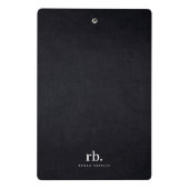 Black White Gold Fabric Effect Elegant Monogram Mini Klemmbrett (Rückseite)