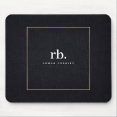Black White Gold Fabric Effect Elegant Monogram Mousepad (Vorne)