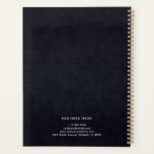 Black White Gold Fabric Effect Elegant Monogram Planer (Rückseite)