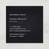 Black White Gold Fabric Effect Elegant Monogram Quadratische Visitenkarte (Rückseite)