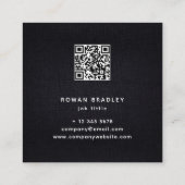 Black White Gold Fabric Effect Elegant QR Code Quadratische Visitenkarte (Rückseite)