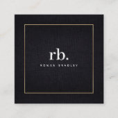 Black White Gold Fabric Effect Elegant QR Code Quadratische Visitenkarte (Vorderseite)