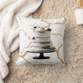 Black & White Gold Floral Tier Cake Brautparty Kissen (Decke)