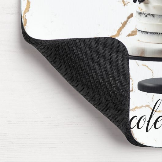 Black & White Gold Floral Tier Cake Brautparty Mousepad (Ecke)