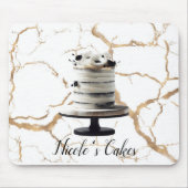 Black & White Gold Floral Tier Cake Brautparty Mousepad (Vorne)