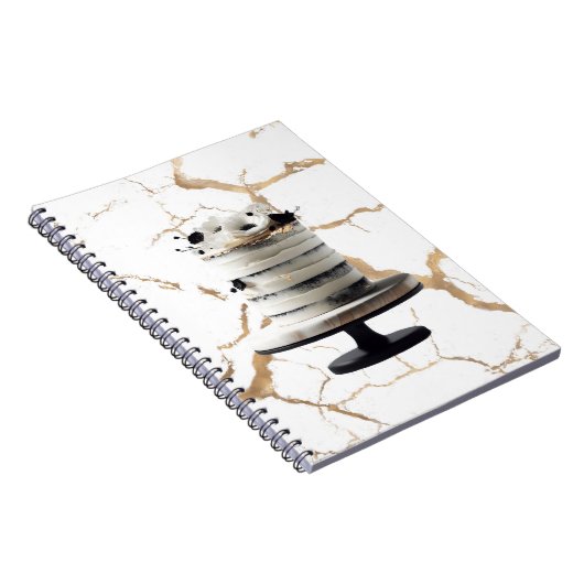 Black & White Gold Floral Tier Cake Brautparty Notizblock (Rechte Seite)
