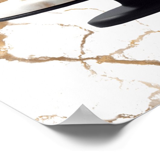 Black & White Gold Floral Tier Cake Brautparty Poster (Ecke)