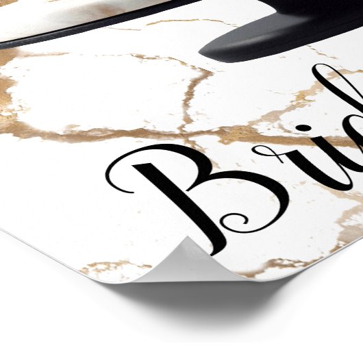 Black & White Gold Floral Tier Cake Brautparty Poster (Ecke)