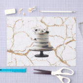 Black & White Gold Floral Tier Cake Brautparty Seidenpapier (Handwerk)