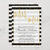 Black & White Gold Foil Miss an Mrs. Brautparty Einladung (Vorne/Hinten)