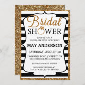 Black&White Gold Glitzer Bridal Dusche Einladung (Vorne/Hinten)