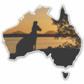 Black, White & Gold Kangaroo Australien Sunset Aufkleber (Vorderseite)