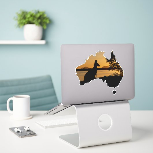Black, White & Gold Kangaroo Australien Sunset Aufkleber (Laptop auf Schreibtisch)